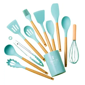 12 Piece Non Stick Silicone Cooking Utensil Set With Heat Resistant Handles
