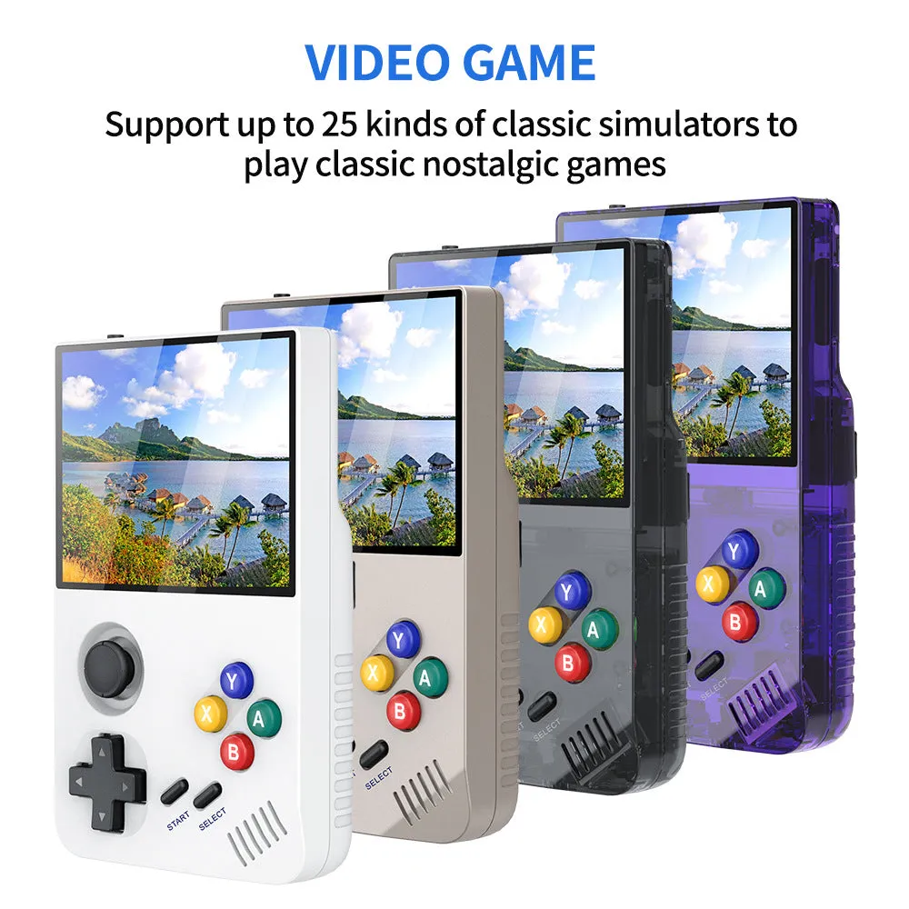128G White MPOWN M19 Handheld Gaming Console | Retro Arcade & PSP Emulator | 3.5-Inch HD Screen, TV Connectivity, Portable 3D Gaming Device