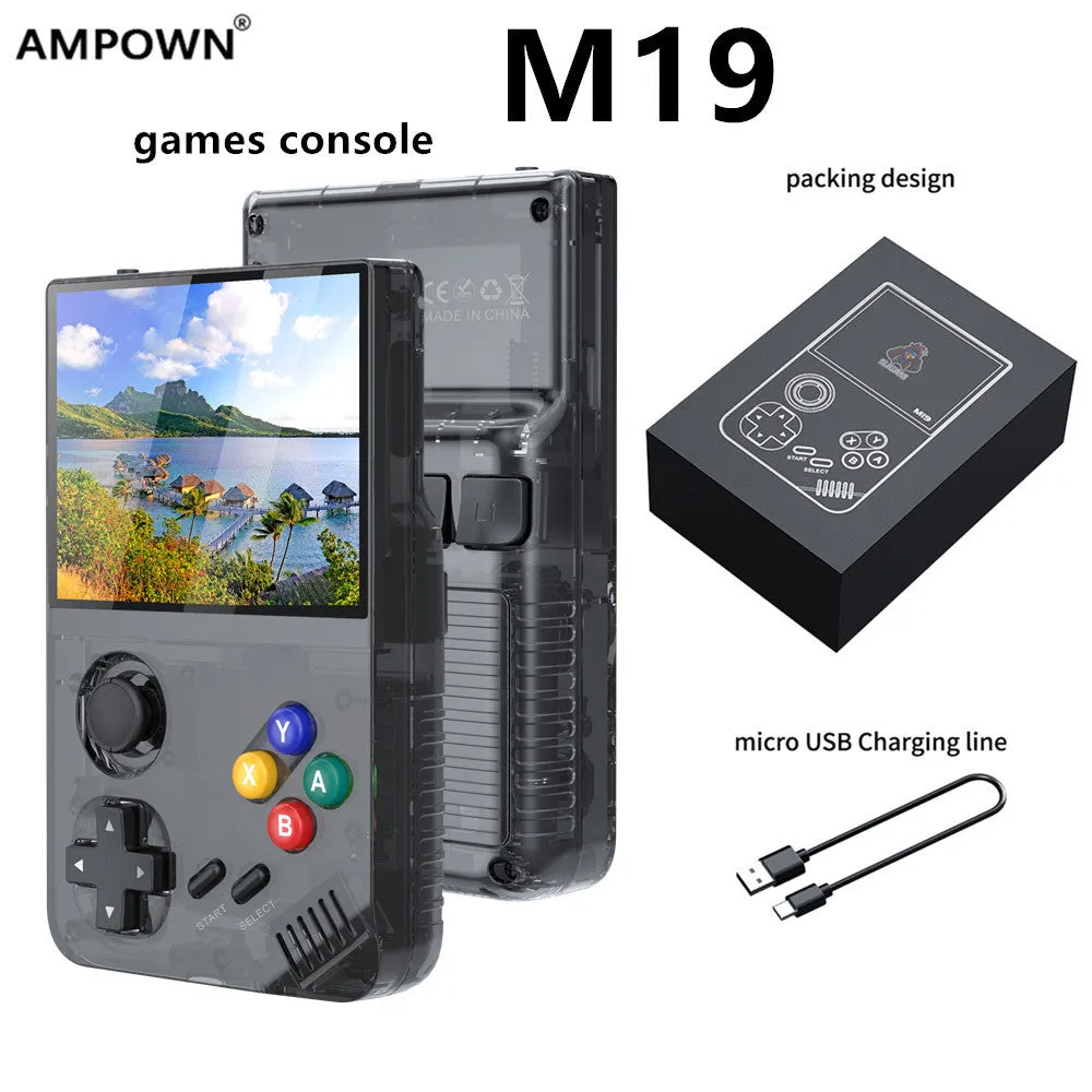 128G White MPOWN M19 Handheld Gaming Console | Retro Arcade & PSP Emulator | 3.5-Inch HD Screen, TV Connectivity, Portable 3D Gaming Device