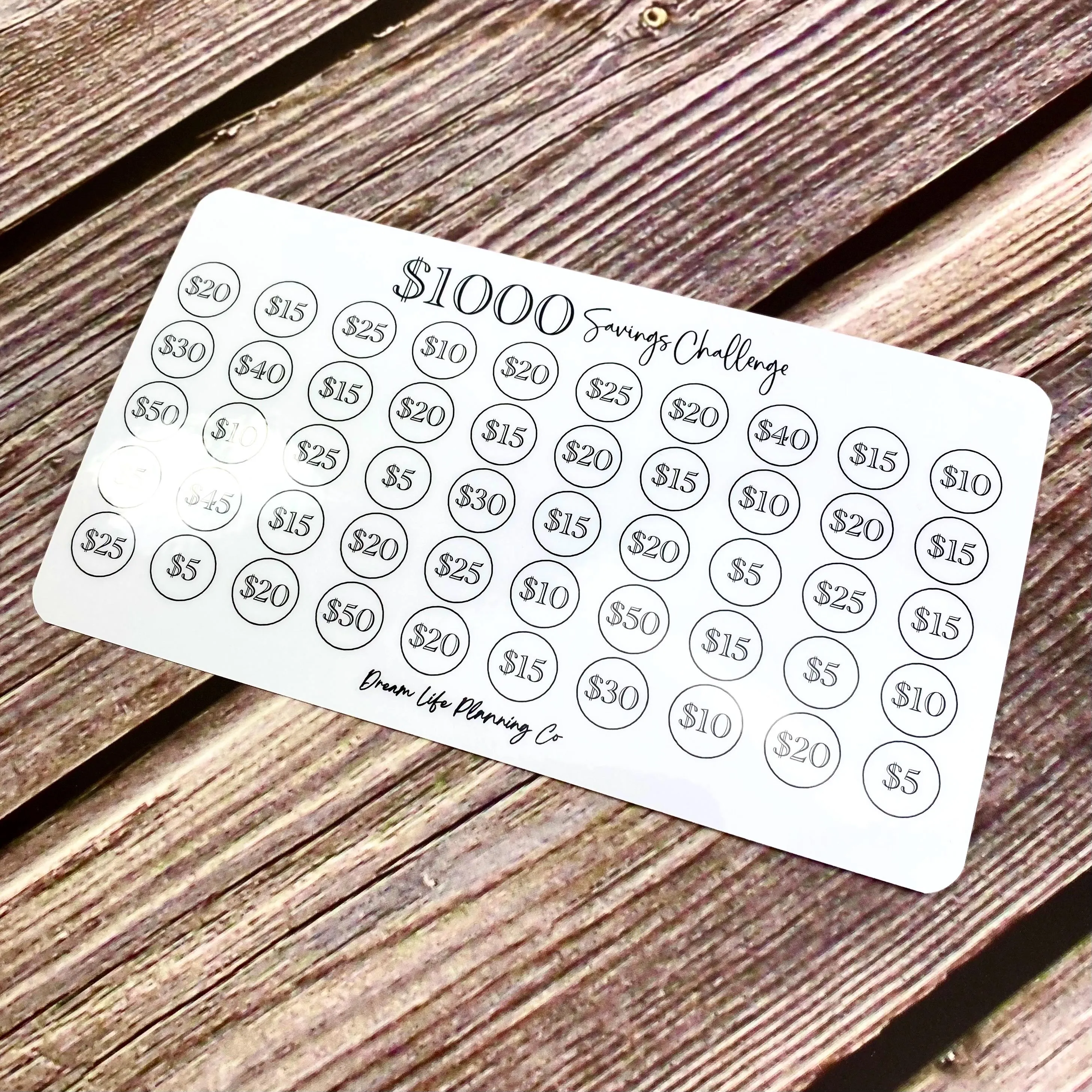 1K 2K 3K 5K Laminated Savings Challenge Cards