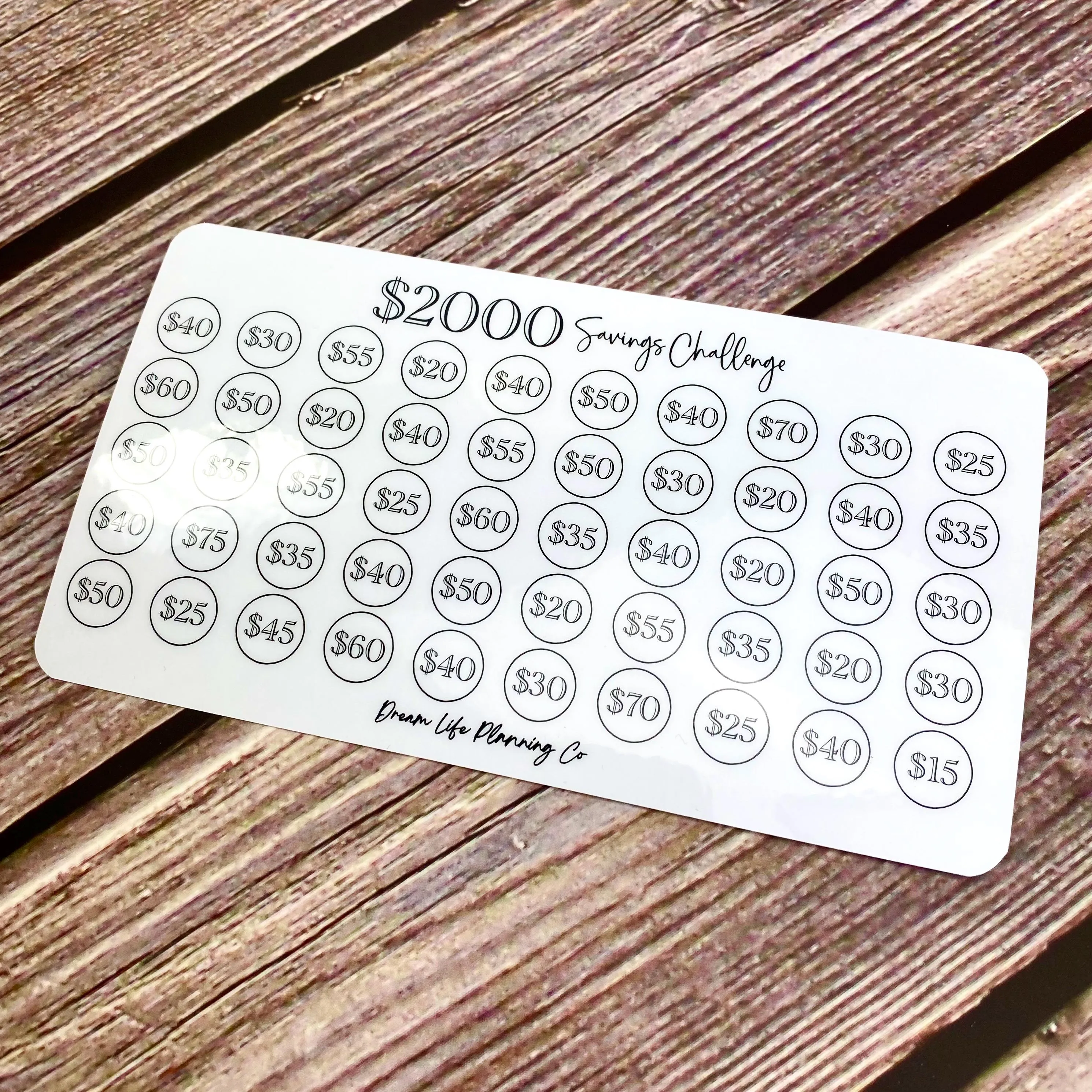1K 2K 3K 5K Laminated Savings Challenge Cards