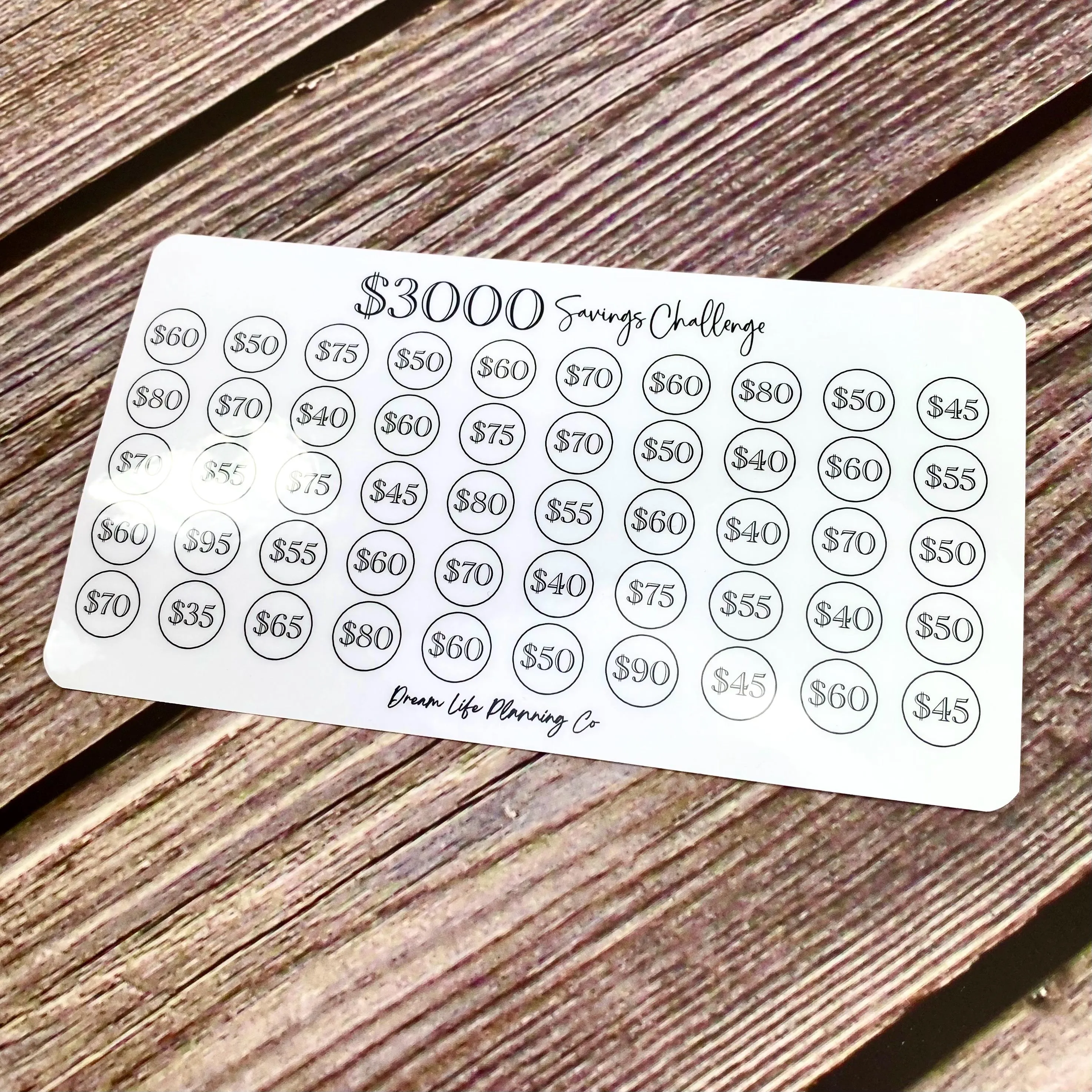 1K 2K 3K 5K Laminated Savings Challenge Cards