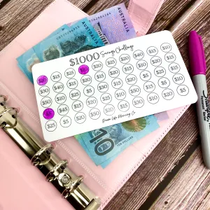 1K 2K 3K 5K Laminated Savings Challenge Cards