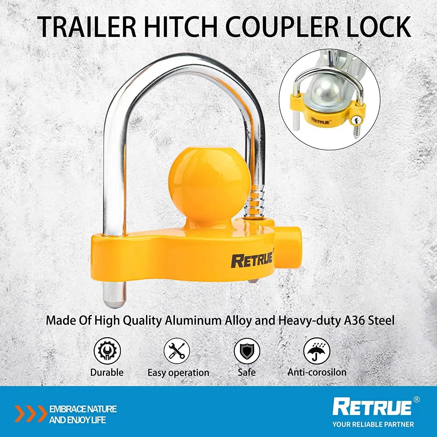 2 Pack of Trailer Coupler Locks Hitch Anti-theft Kits