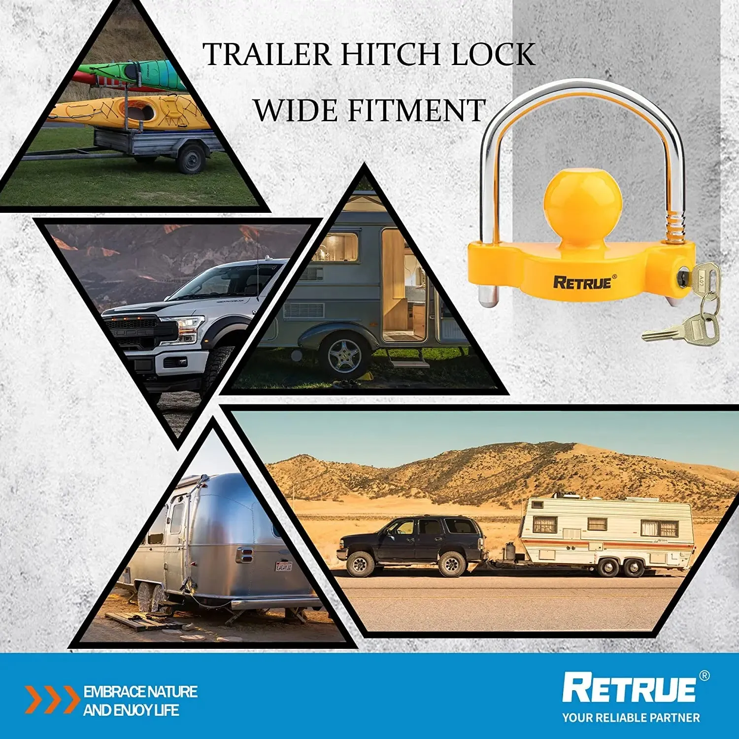 2 Pack of Trailer Coupler Locks Hitch Anti-theft Kits