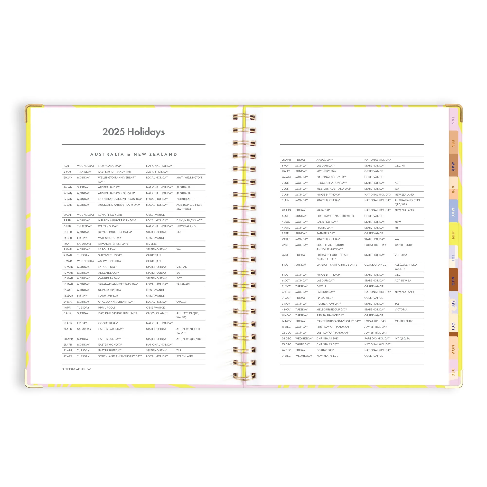 2025 A4 Academic Vertical Planner - Acid Wash