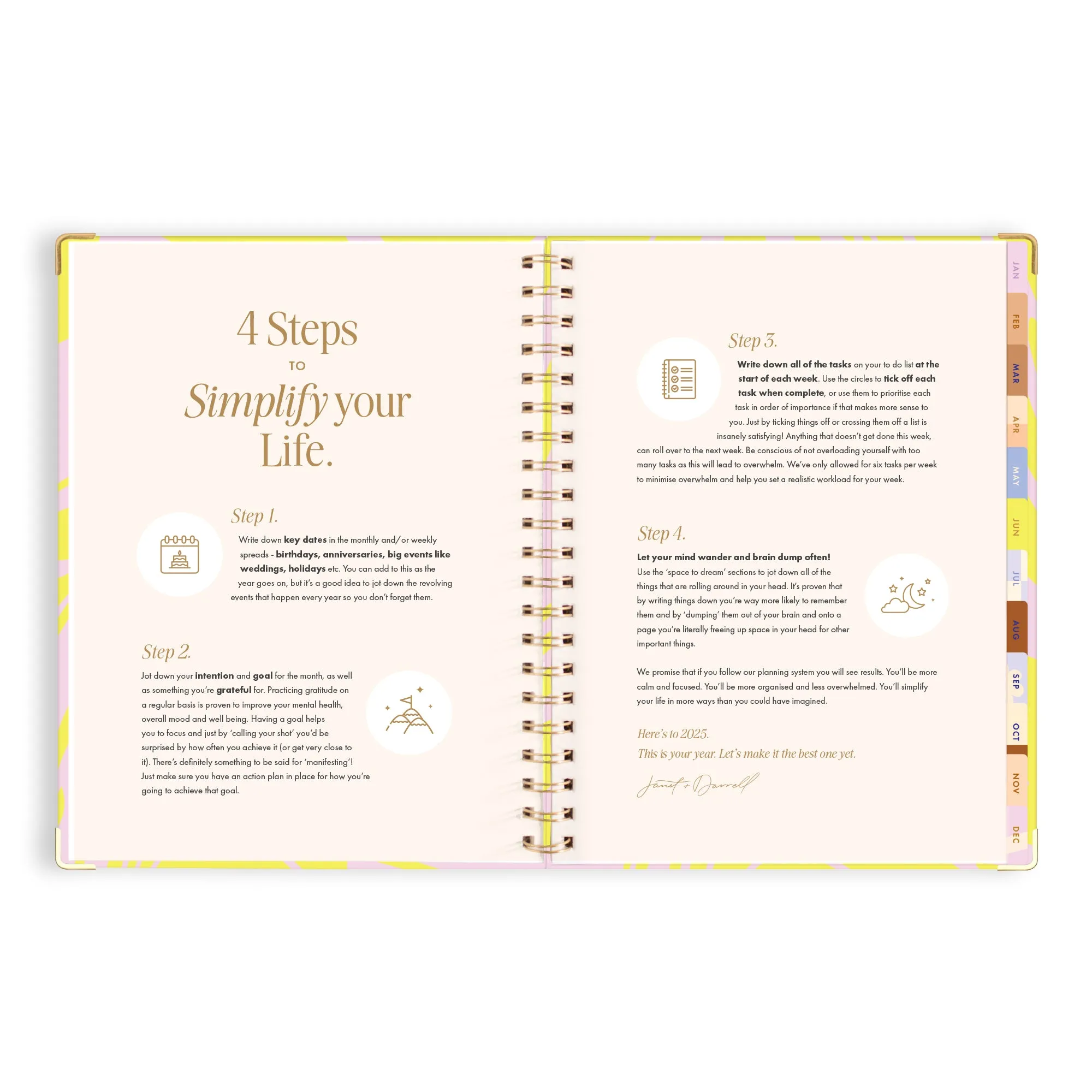 2025 A4 Academic Vertical Planner - Acid Wash