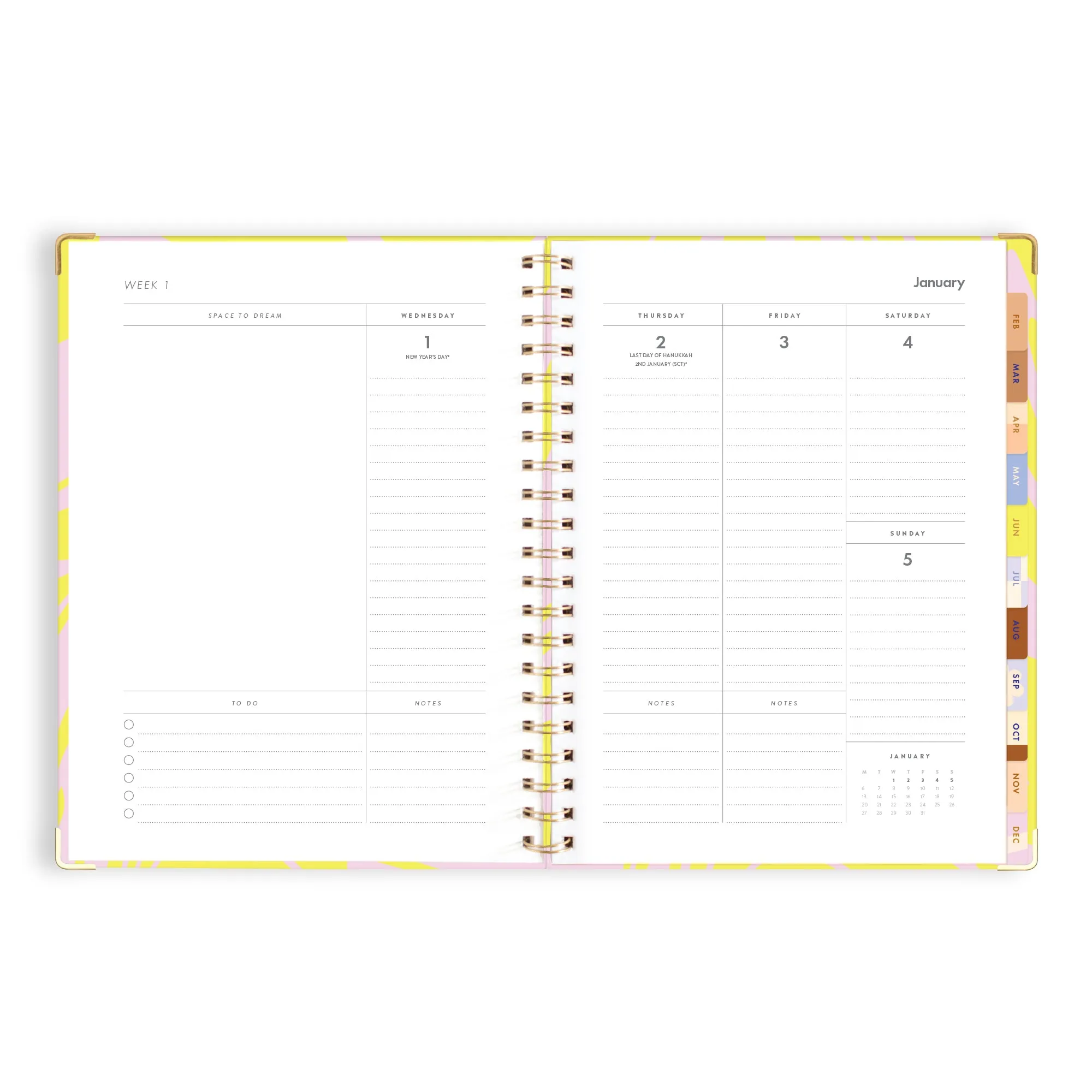 2025 A4 Academic Vertical Planner - Acid Wash