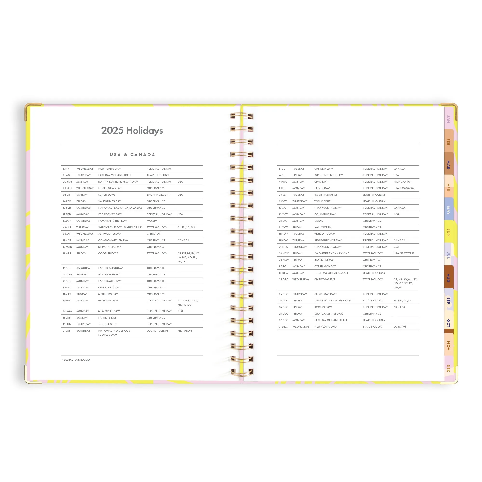 2025 A4 Academic Vertical Planner - Acid Wash