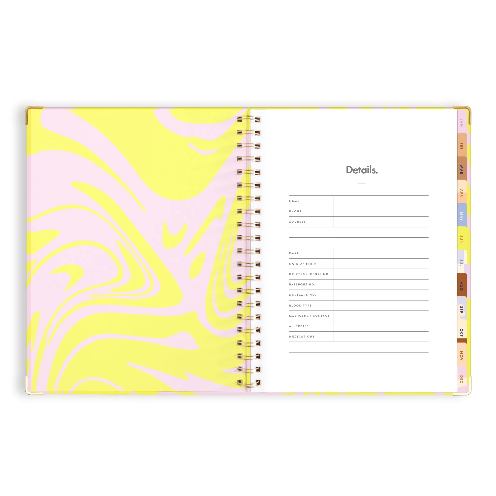 2025 A4 Academic Vertical Planner - Acid Wash