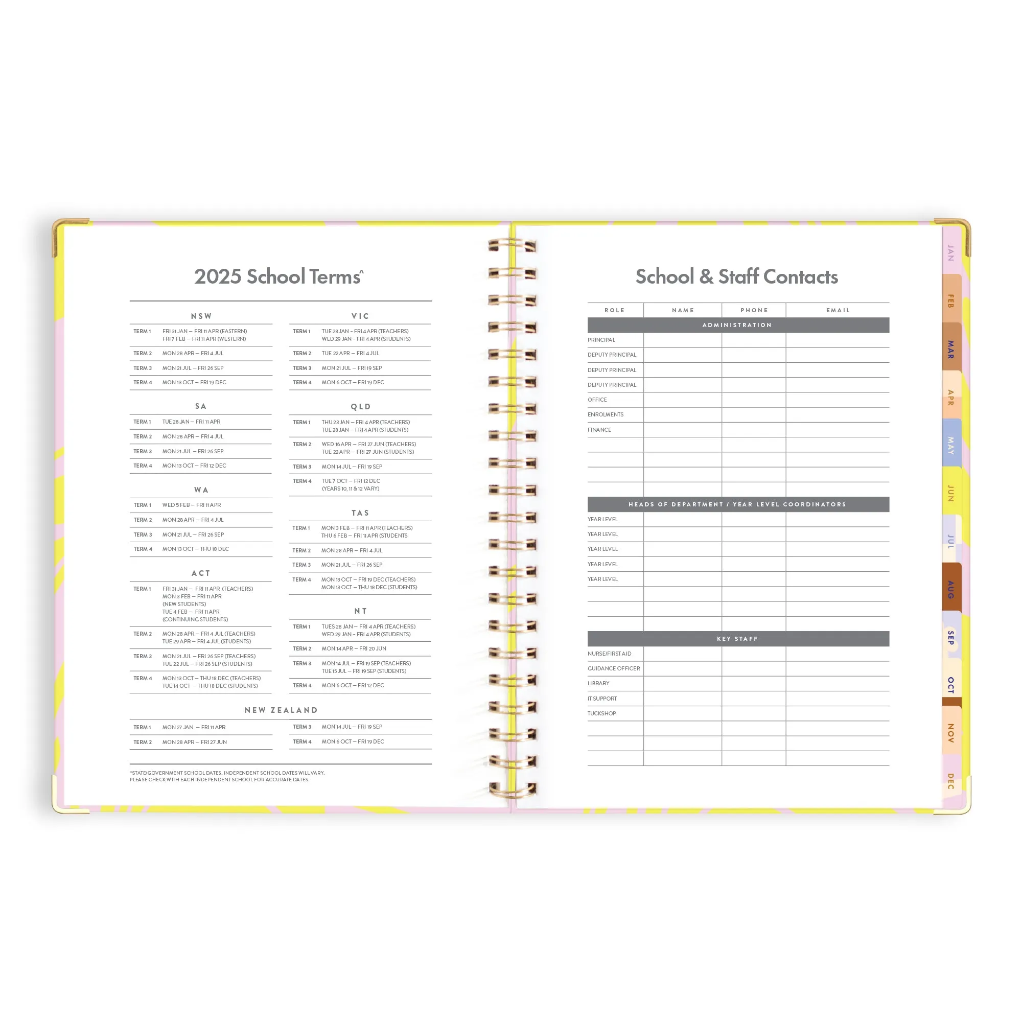 2025 A4 Academic Vertical Planner - Acid Wash
