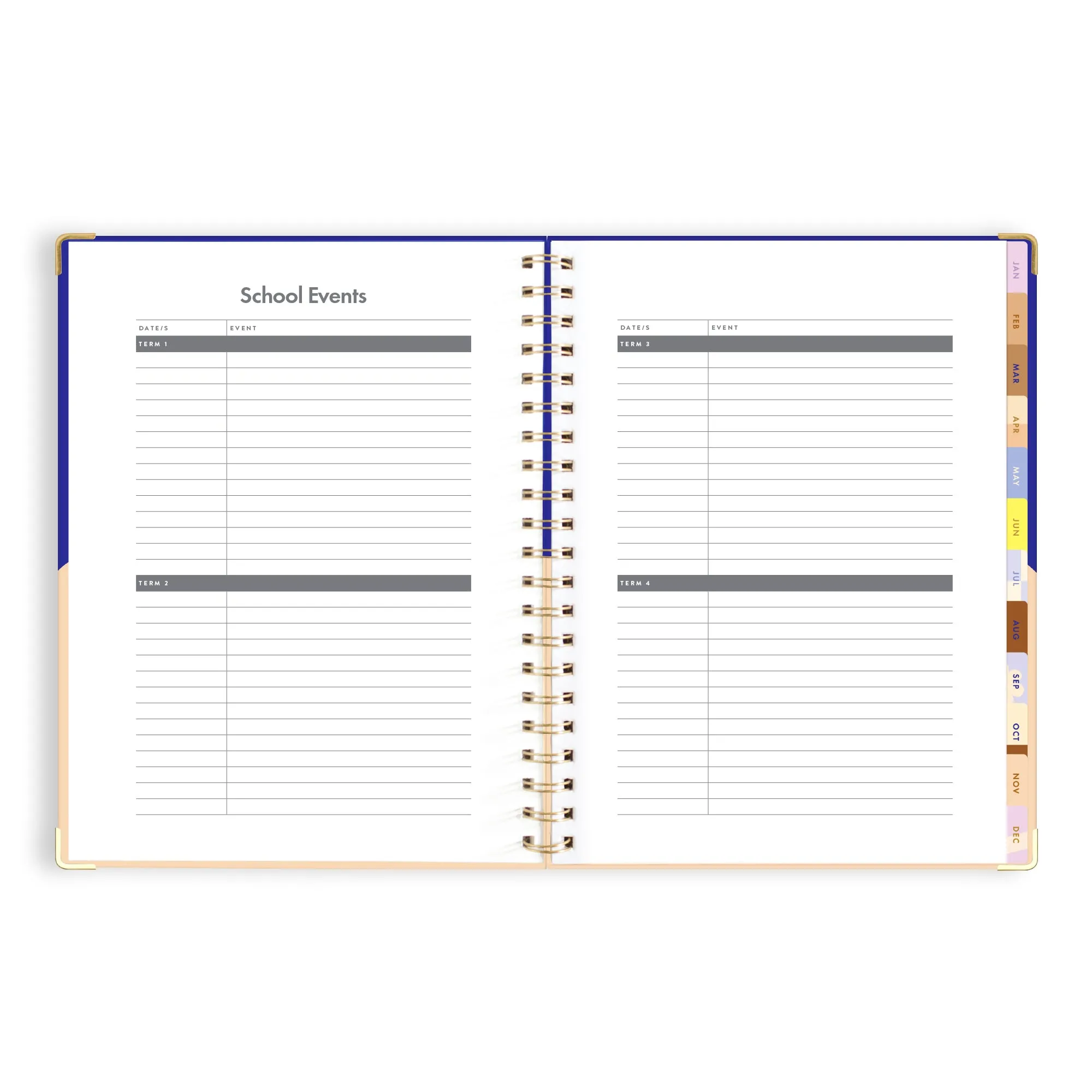 2025 A4 Academic Vertical Planner - Cobalt Ripple