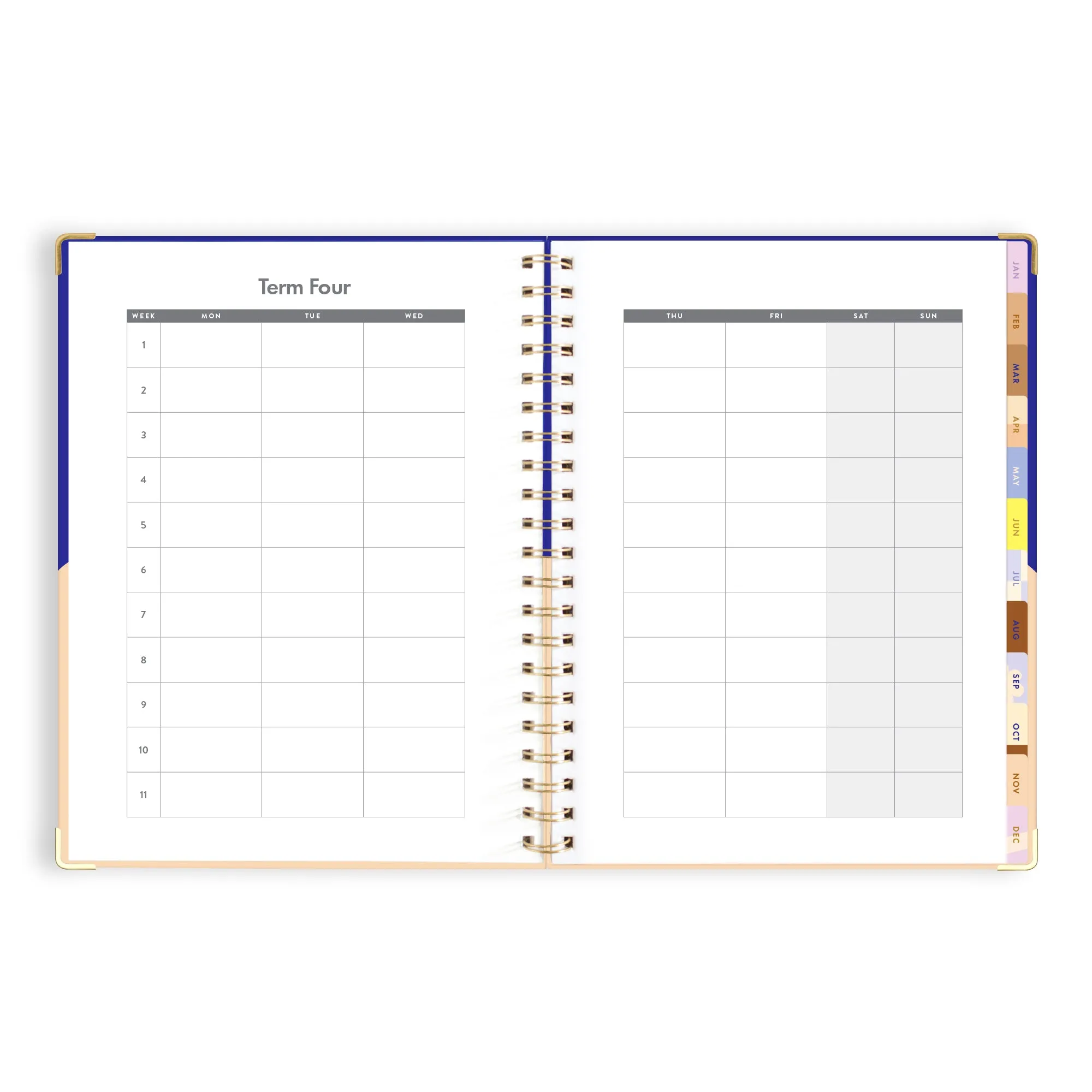 2025 A4 Academic Vertical Planner - Cobalt Ripple