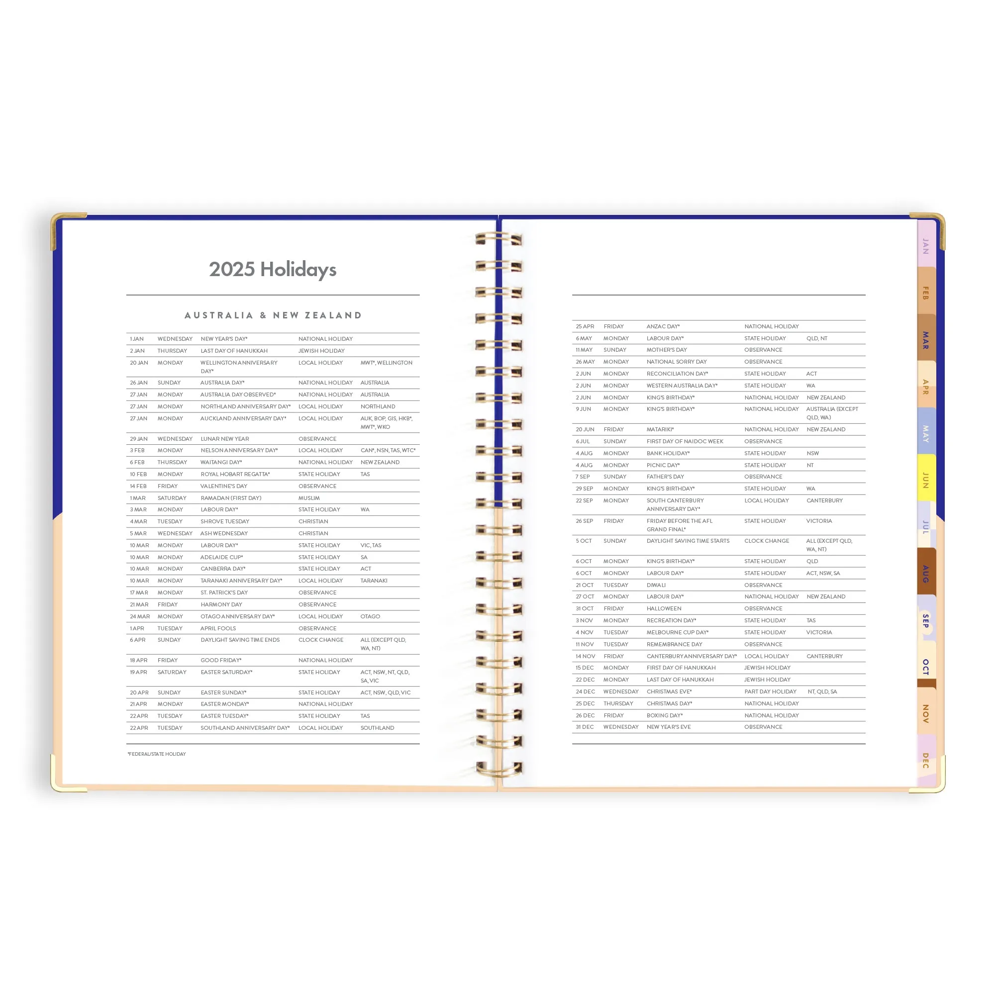 2025 A4 Academic Vertical Planner - Cobalt Ripple
