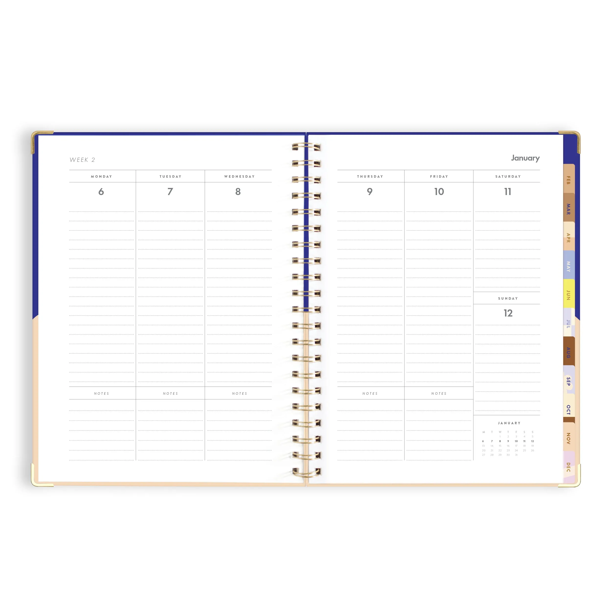 2025 A4 Academic Vertical Planner - Cobalt Ripple