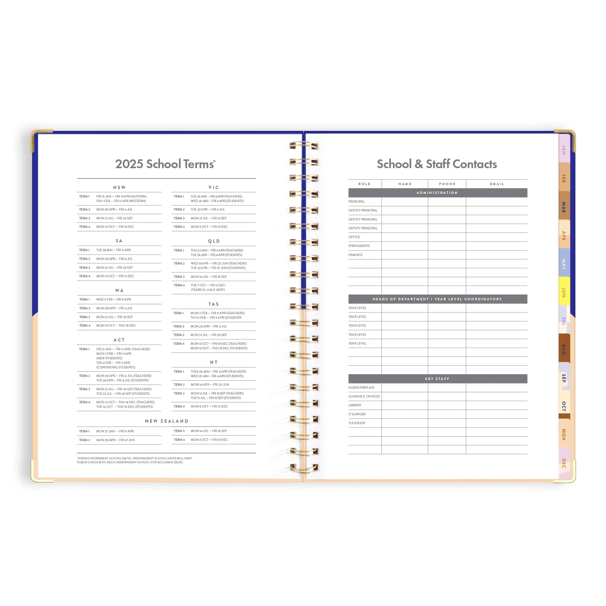2025 A4 Academic Vertical Planner - Cobalt Ripple
