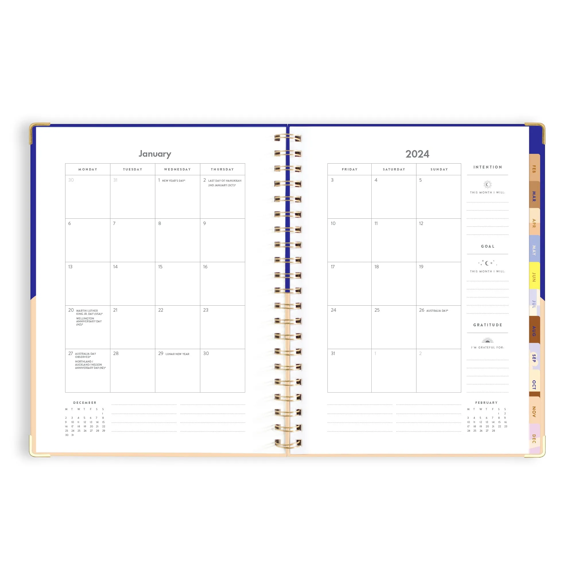 2025 A4 Academic Vertical Planner - Cobalt Ripple