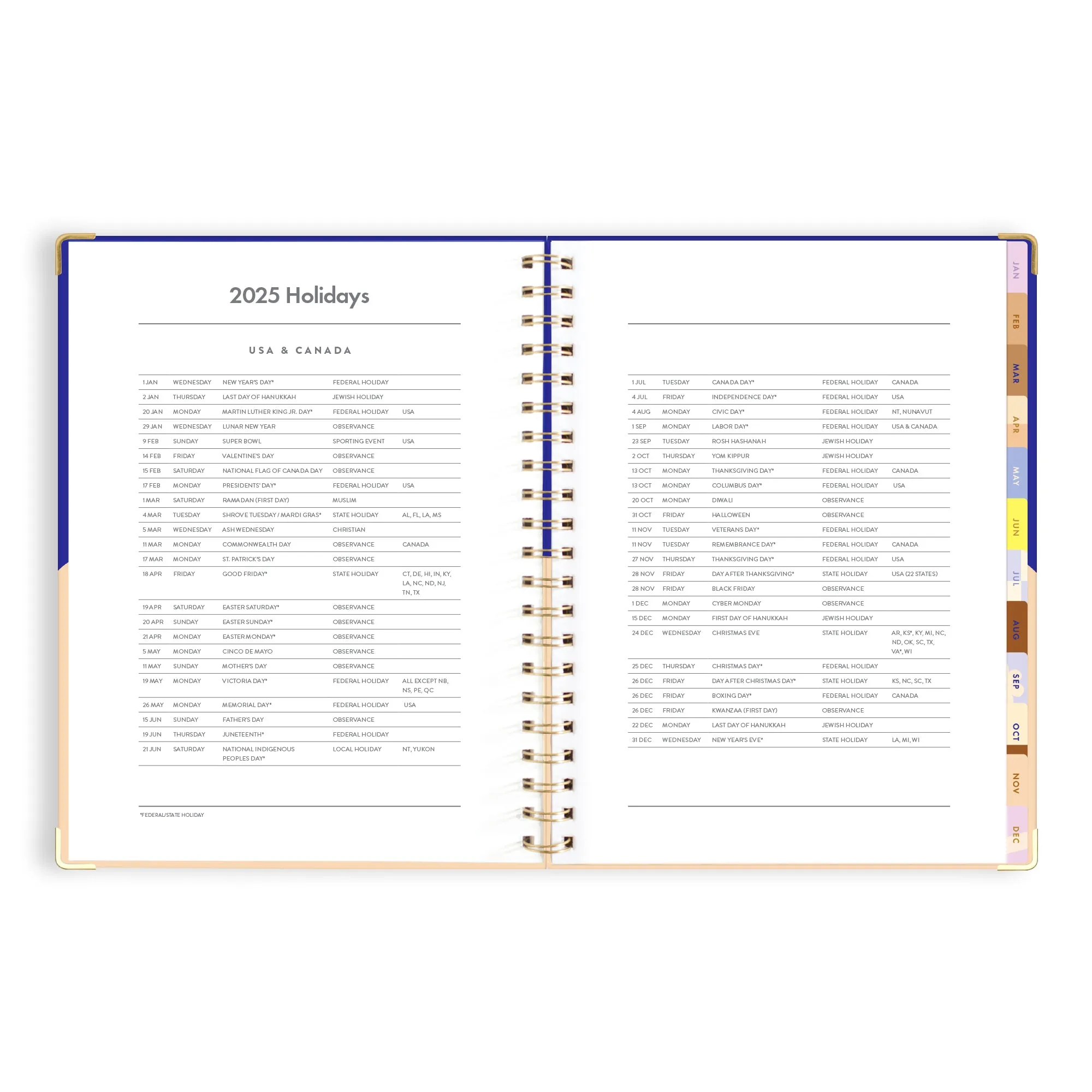 2025 A4 Academic Vertical Planner - Cobalt Ripple