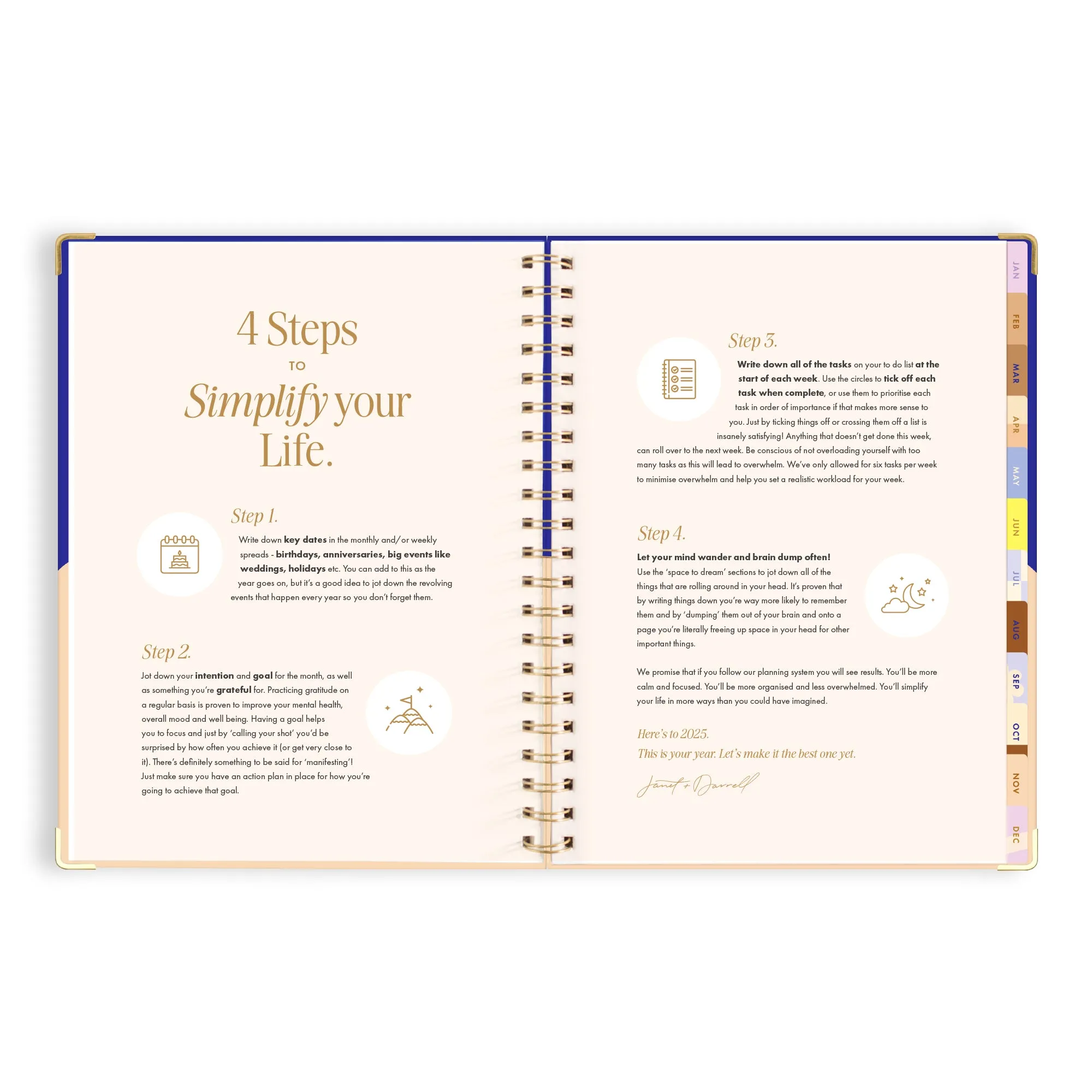 2025 A4 Academic Vertical Planner - Cobalt Ripple