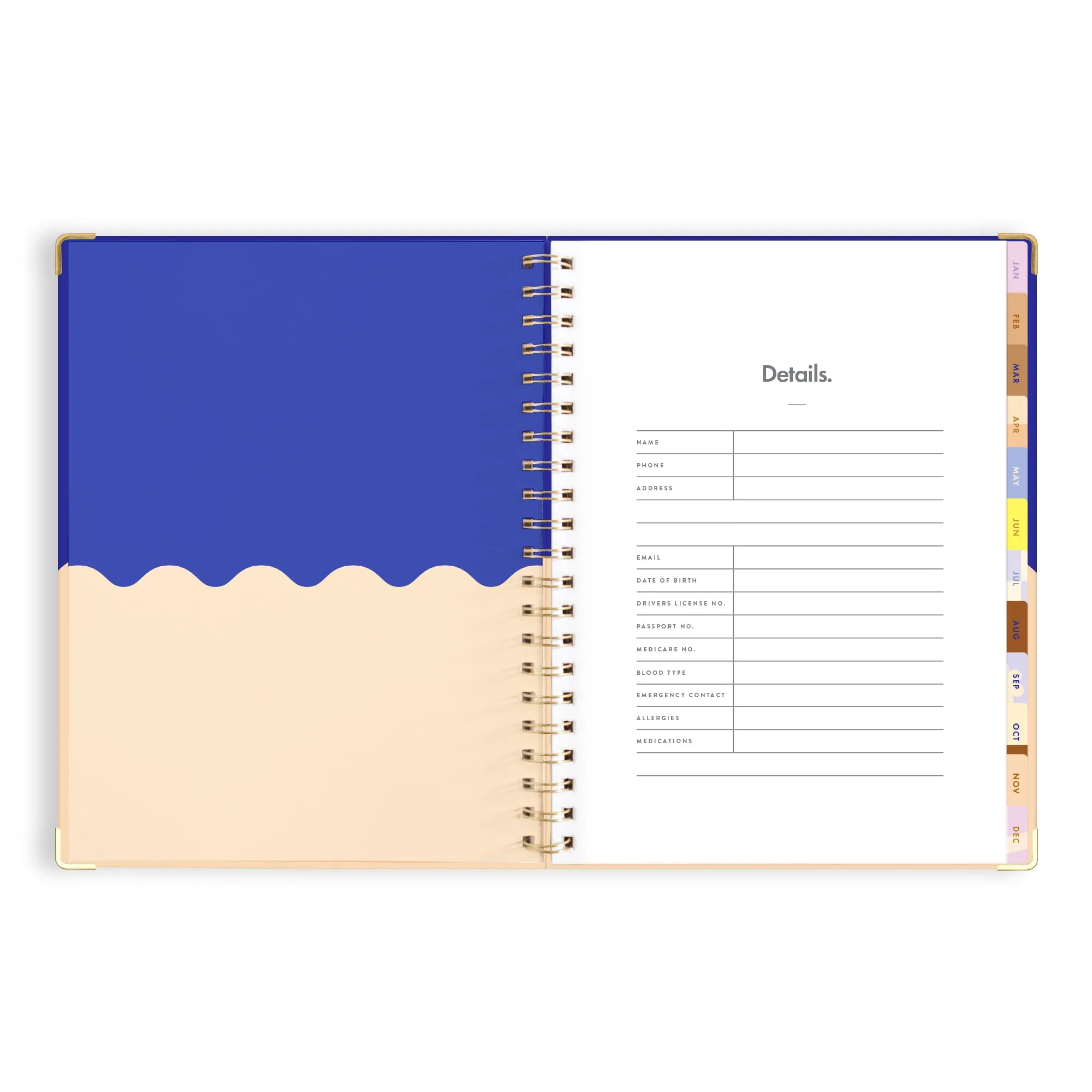 2025 A4 Academic Vertical Planner - Cobalt Ripple