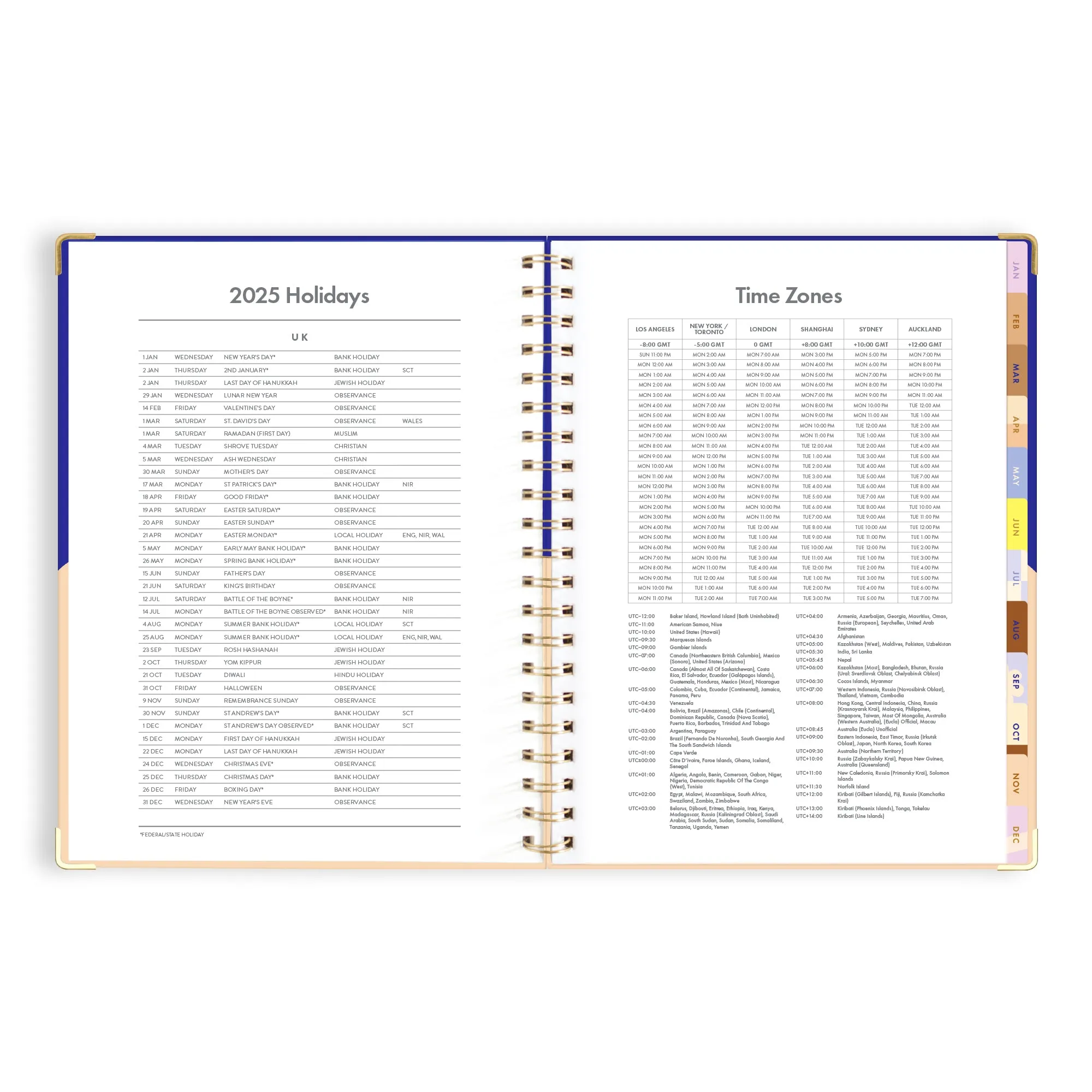 2025 A4 Academic Vertical Planner - Cobalt Ripple