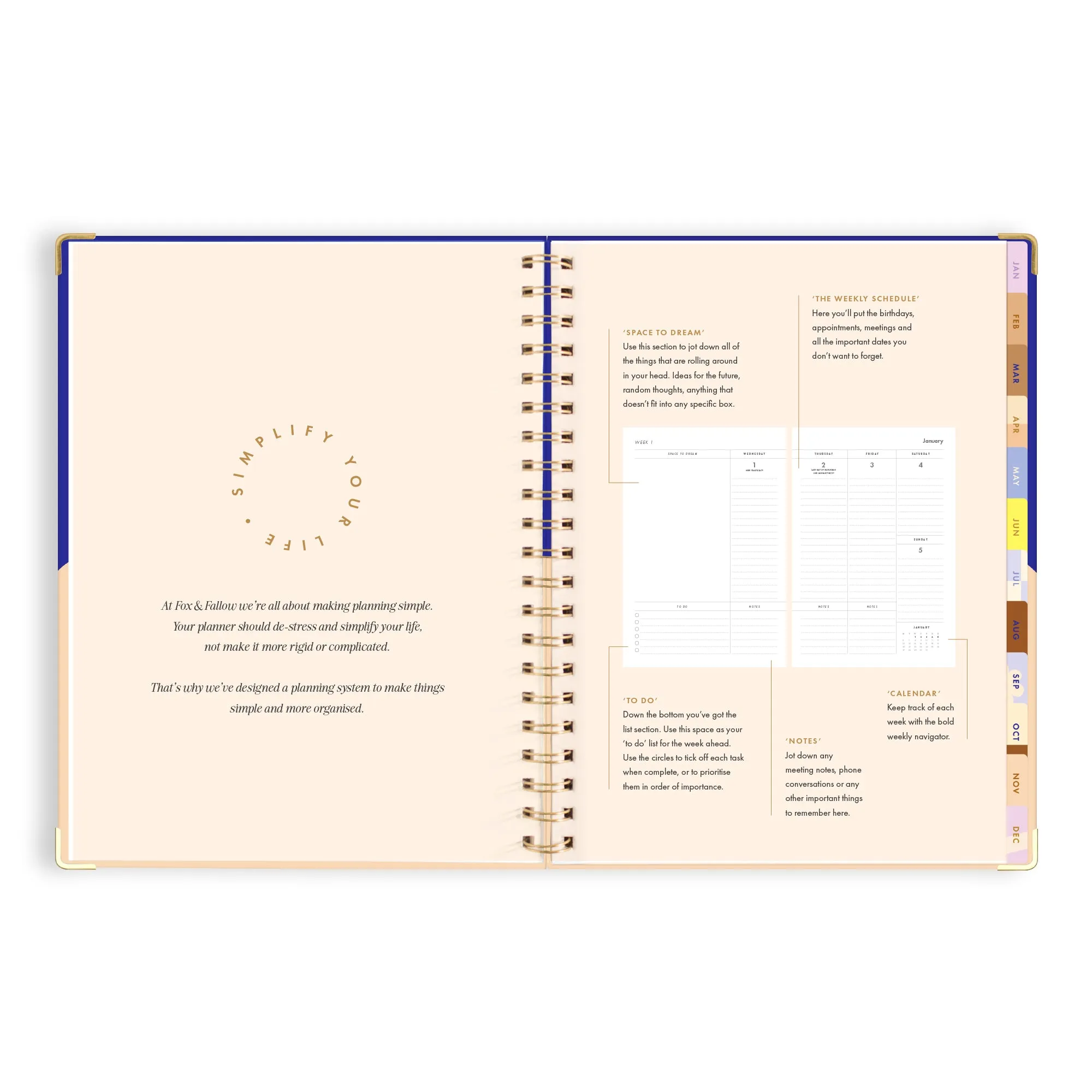 2025 A4 Academic Vertical Planner - Cobalt Ripple