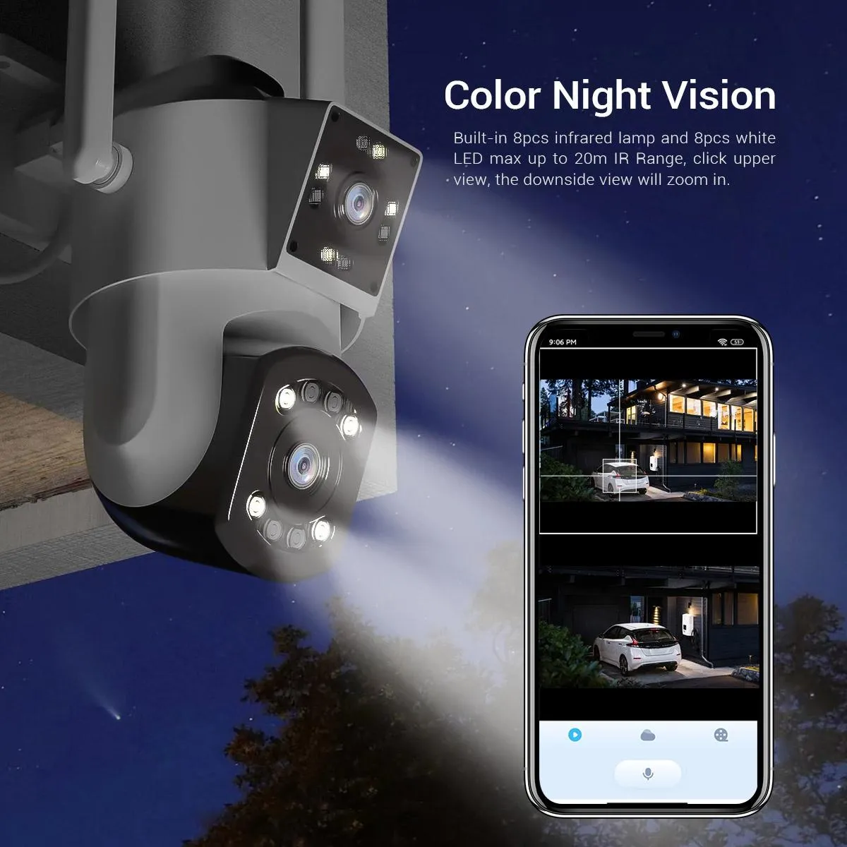 2MP Dual Lens Dual Screen Wifi Camera | Two-Way Voice | Motion Detection | Cloud Storage Support