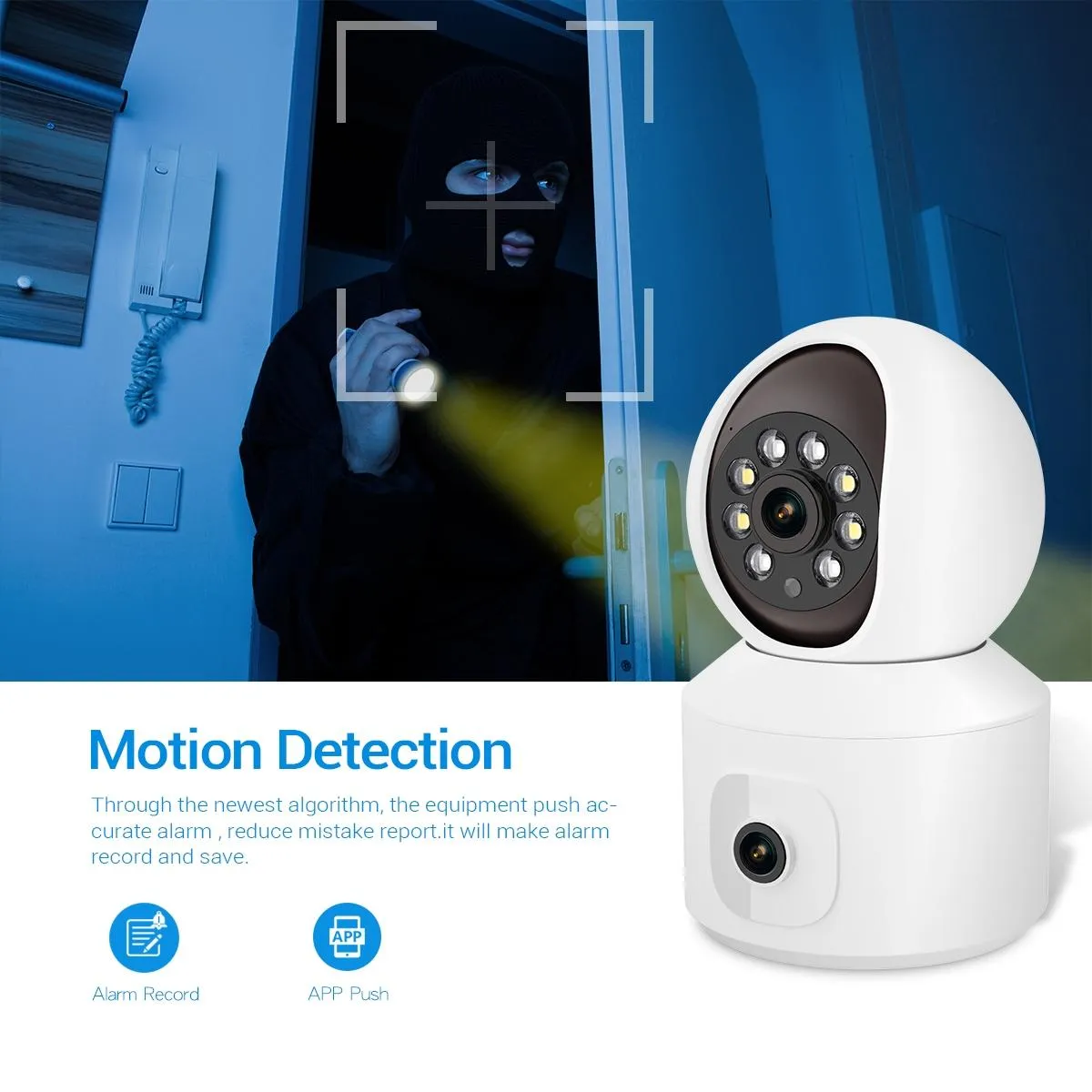 2MP Dual Lens Dual Screen Wifi Camera | Two-Way Voice | Motion Detection | Surveillance