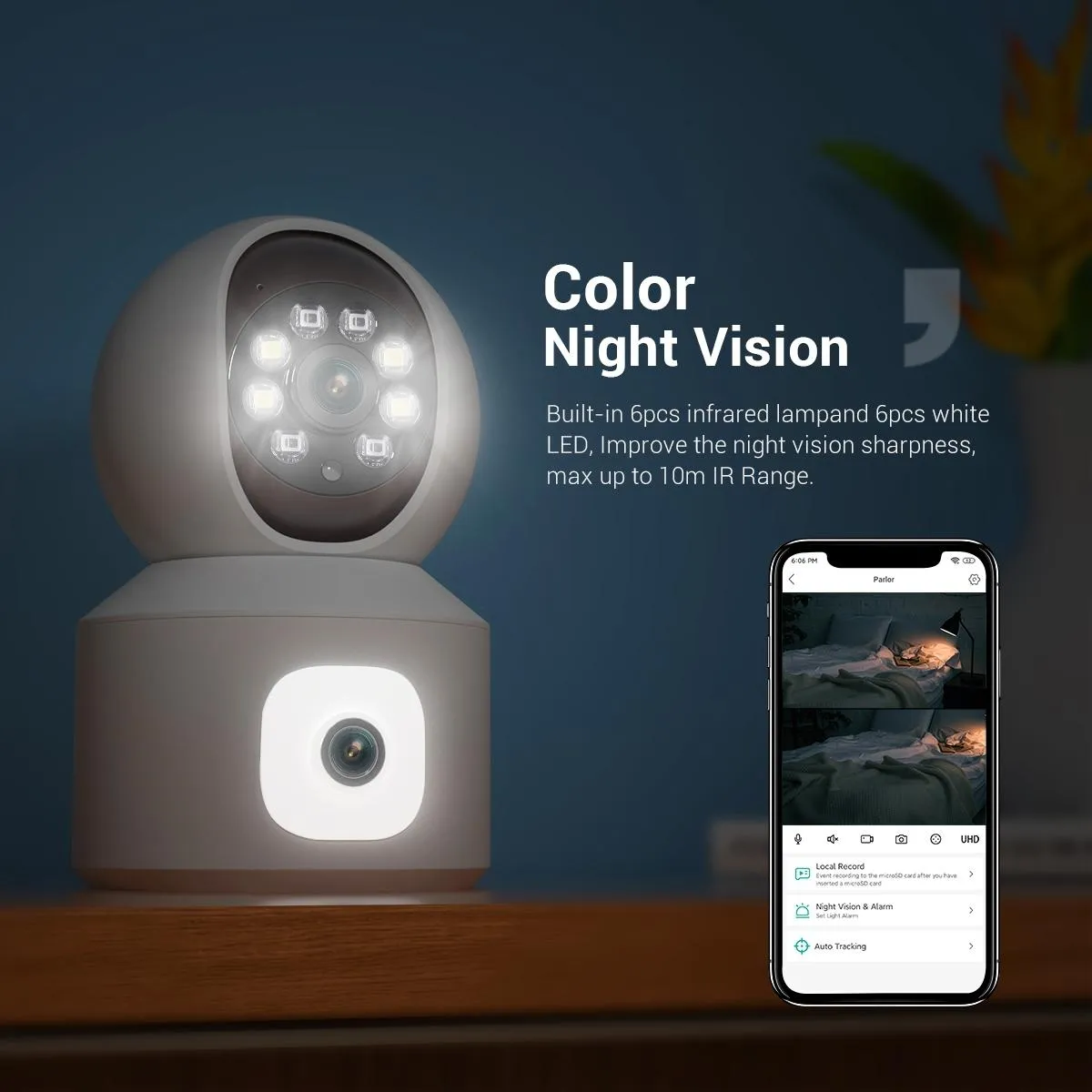2Mp Dual Lens Dual Screen Wifi Camera With Two-Way Voice & Motion Detection - Surveillance