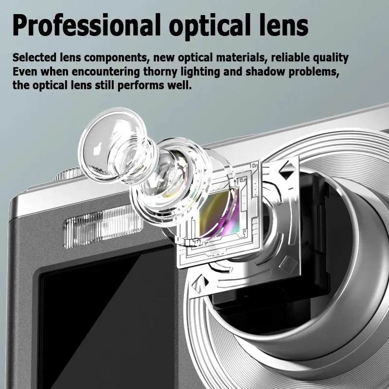 4K HD Digital Camera | 60MP | Dual Screen Selfie Camera | No Memory | Silver Edition