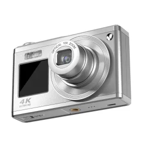 4K HD Digital Camera | 60MP | Dual Screen Selfie Camera | No Memory | Silver Edition