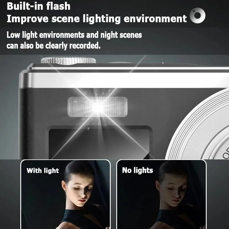 4K HD Digital Camera | 60MP | Dual Screen Selfie Camera | No Memory | Silver Edition