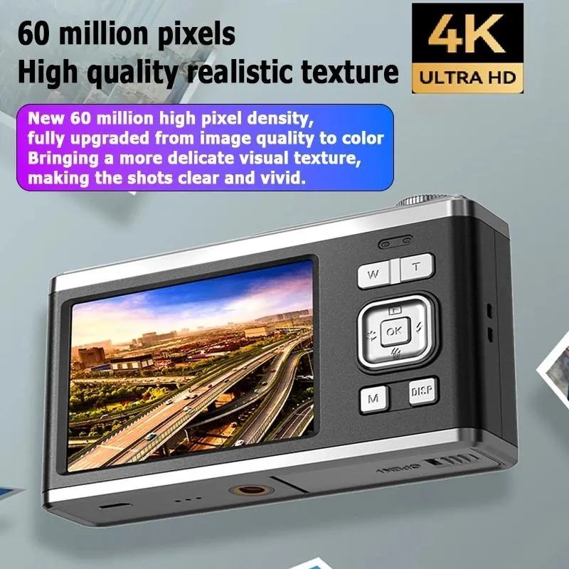 4K HD Digital Camera | 60MP | Dual Screen Selfie Camera | No Memory | Silver Edition