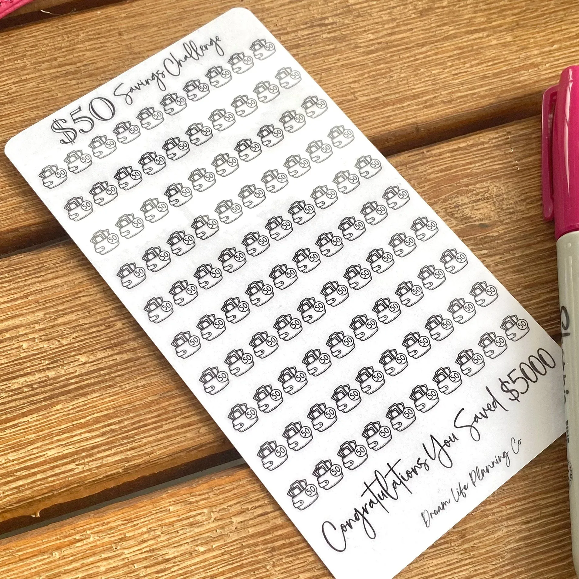 $5, $10, $20, $50, $100 Note Savings Challenges