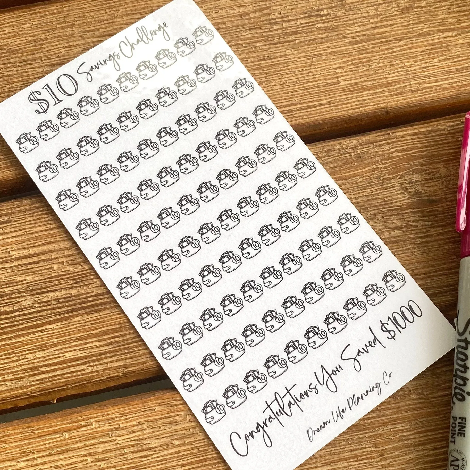 $5, $10, $20, $50, $100 Note Savings Challenges