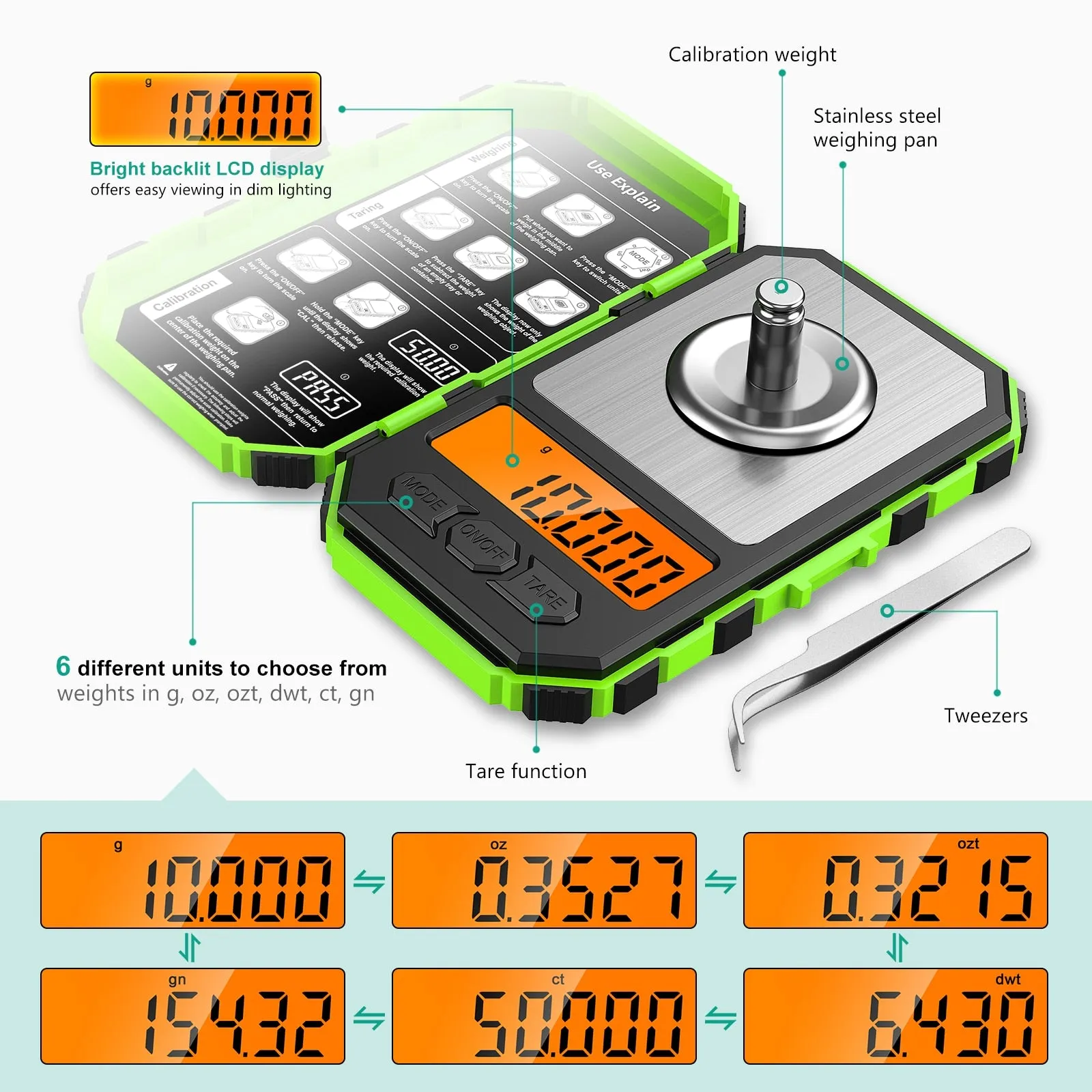 50g / 0.001g Digital Scales With 20g Calibration Weights | 2 Options