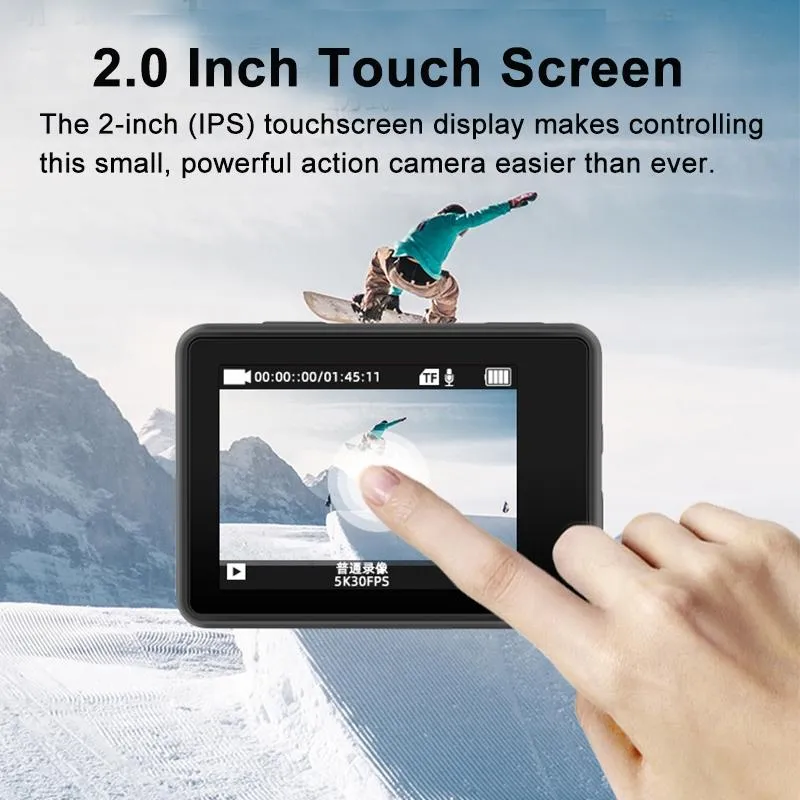 5k/30fps Wifi Hd Anti Shake Remote Touch Dual Screen Ip68 Waterproof Sports Camera