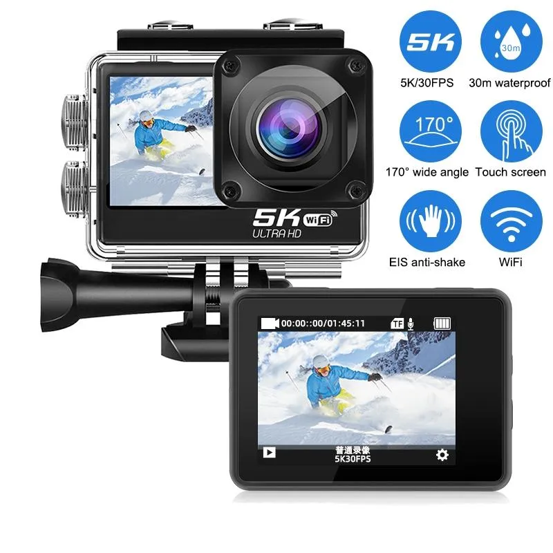 5k/30fps Wifi Hd Anti Shake Remote Touch Dual Screen Ip68 Waterproof Sports Camera