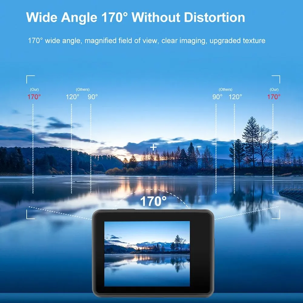 5k/30fps Wifi Hd Anti Shake Remote Touch Dual Screen Ip68 Waterproof Sports Camera