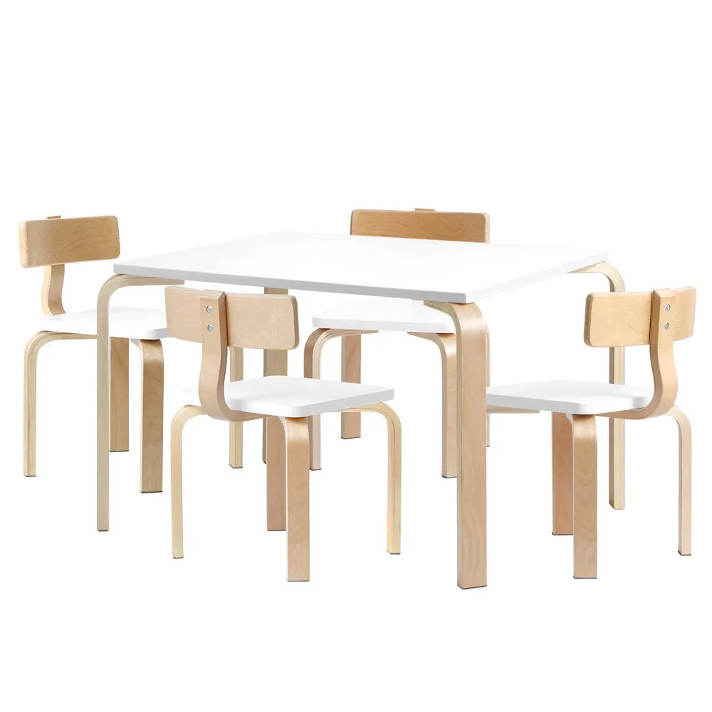 5PCS Durable Kids Table and Chairs Set, Birch Plywood, Keezi