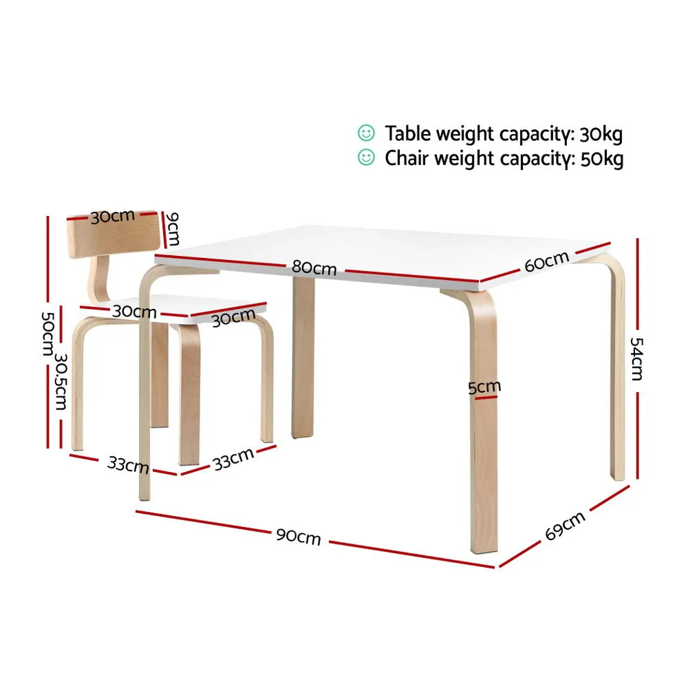 5PCS Durable Kids Table and Chairs Set, Birch Plywood, Keezi
