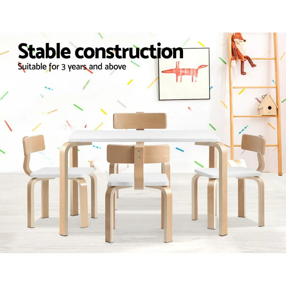 5PCS Durable Kids Table and Chairs Set, Birch Plywood, Keezi
