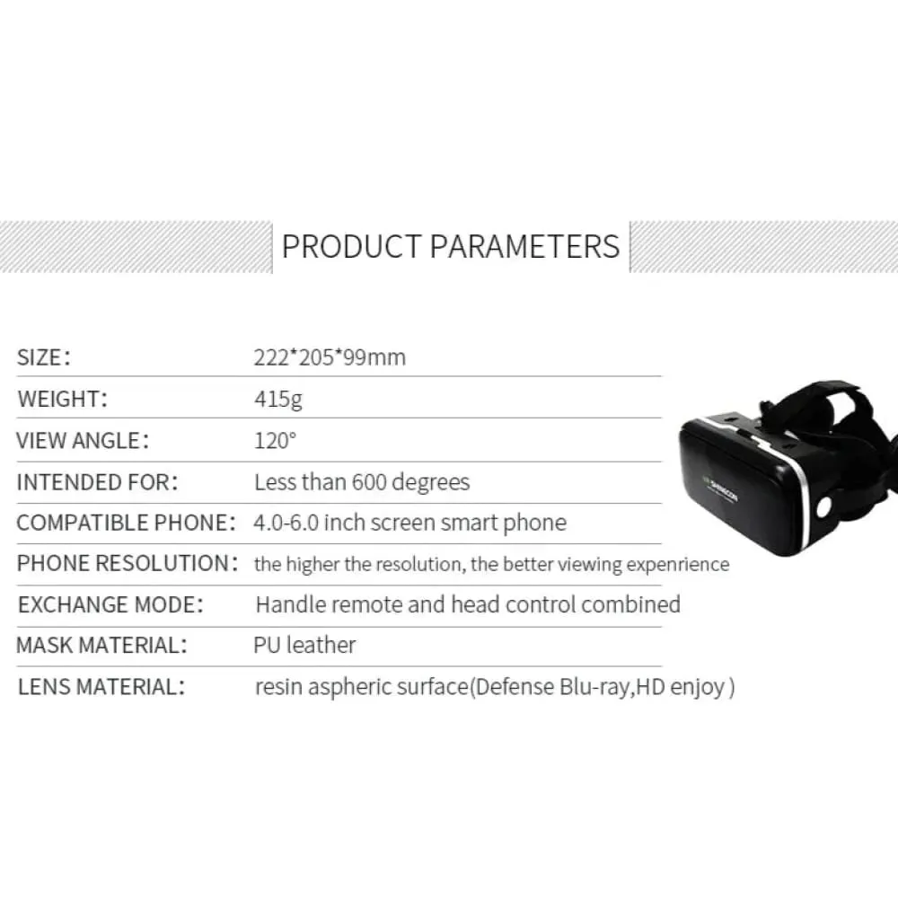 6.0 Version 3d Virtual Reality Stereo Helmet Vr Headset with Remote Control for Ios Android