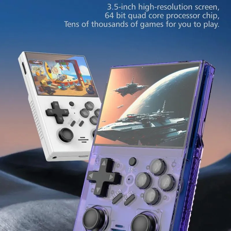 64G Handheld Game Console With 10 000  Games - 3.5 Inch Transparent Black