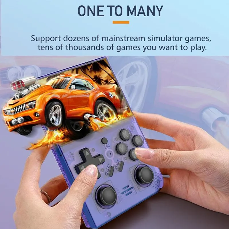64G Handheld Game Console With 10 000  Games - 3.5 Inch Transparent Black