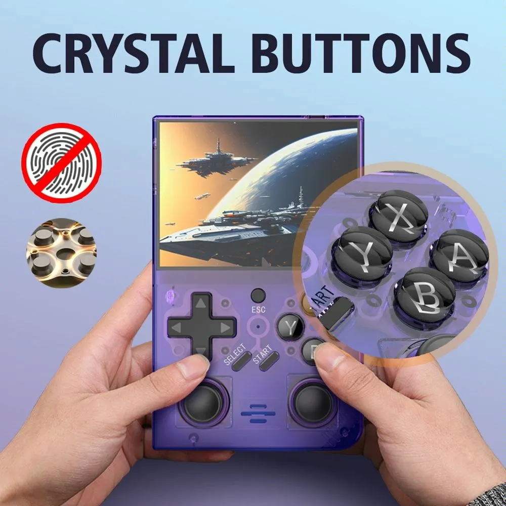 64G Handheld Game Console With 10 000  Games - 3.5 Inch Transparent Black