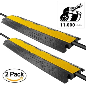Cable Protector Cover Ramps - Cord/Wire Safety Concealment Floor Tracks With Flip-Open Access Lid, Rugged & Waterproof, Indoor/Outdoor Use (Single Channel Grooves)