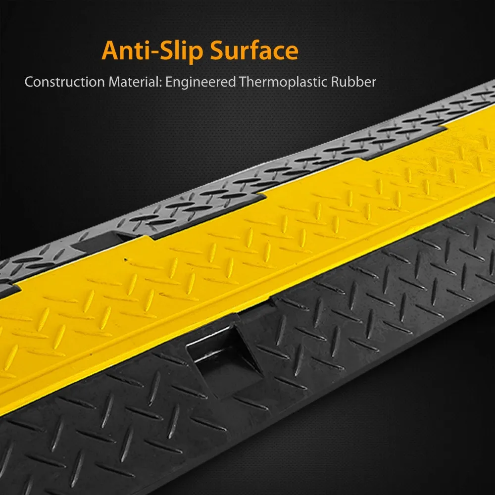 Cable Protector Cover Ramps - Cord/Wire Safety Concealment Floor Tracks With Flip-Open Access Lid, Rugged & Waterproof, Indoor/Outdoor Use (Single Channel Grooves)