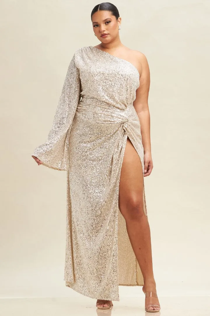 Capture the Moon Silver Sequins Long Dress
