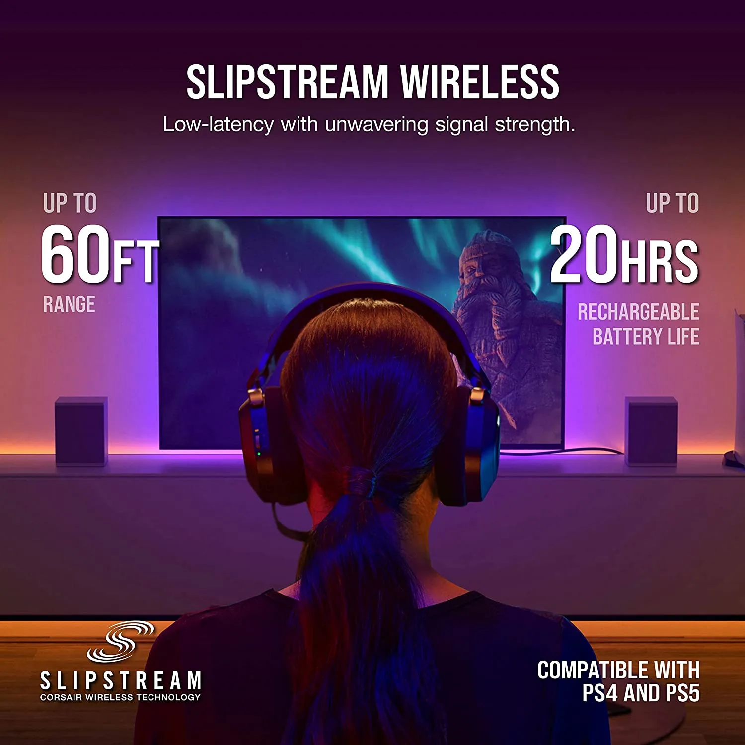 Corsair HS80 RGB Wireless Premium Gaming Headset with Spatial Audio - Works with Mac, PC, PS5, PS4 - Carbon